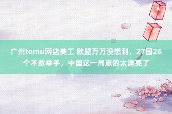 广州temu网店美工 欧盟万万没想到，27国26个不敢举手，中国这一局赢的太漂亮了