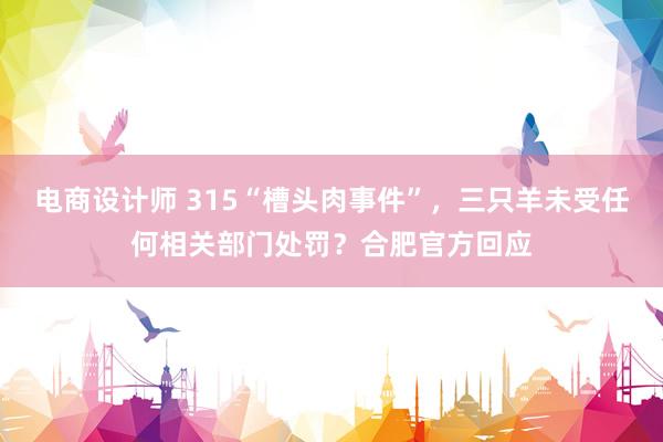 电商设计师 315“槽头肉事件”，三只羊未受任何相关部门处罚？合肥官方回应